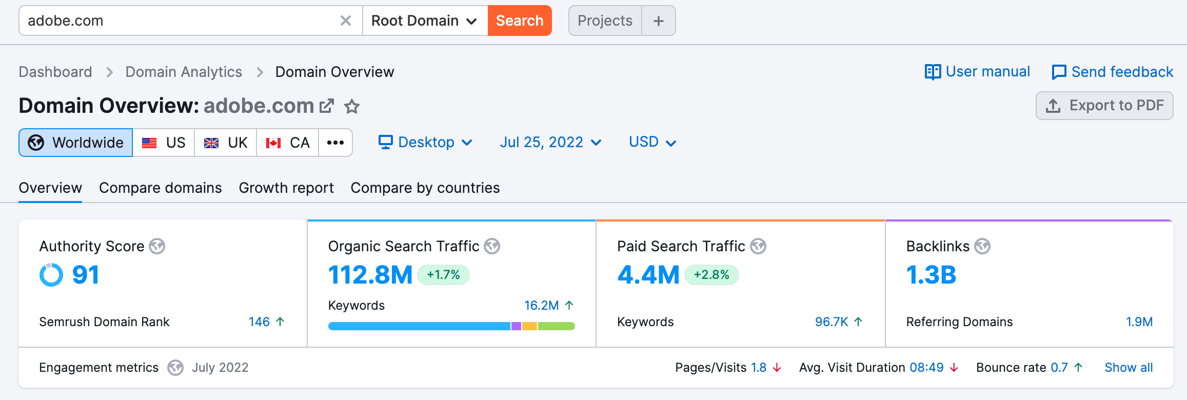 examples of domain authority - website screenshot
