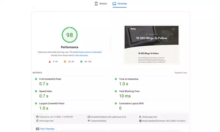 local seo website speed