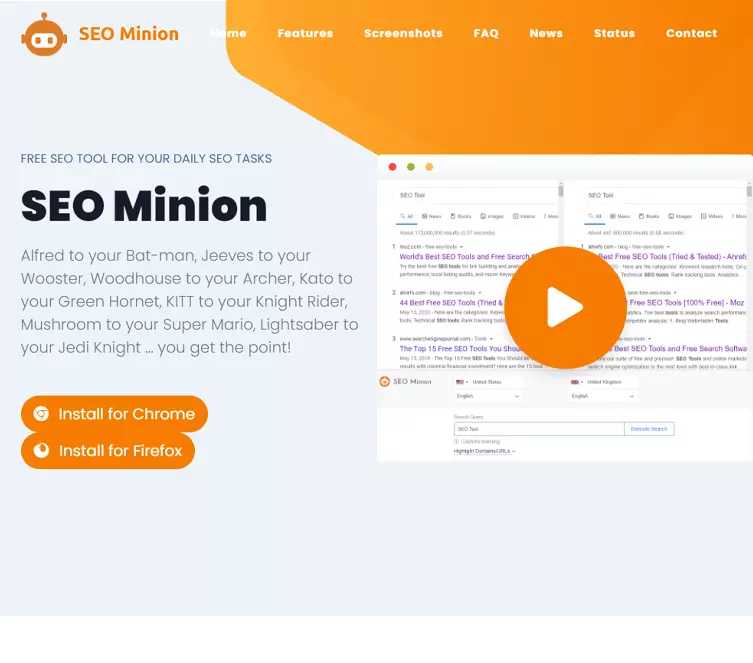 seo minion homepage