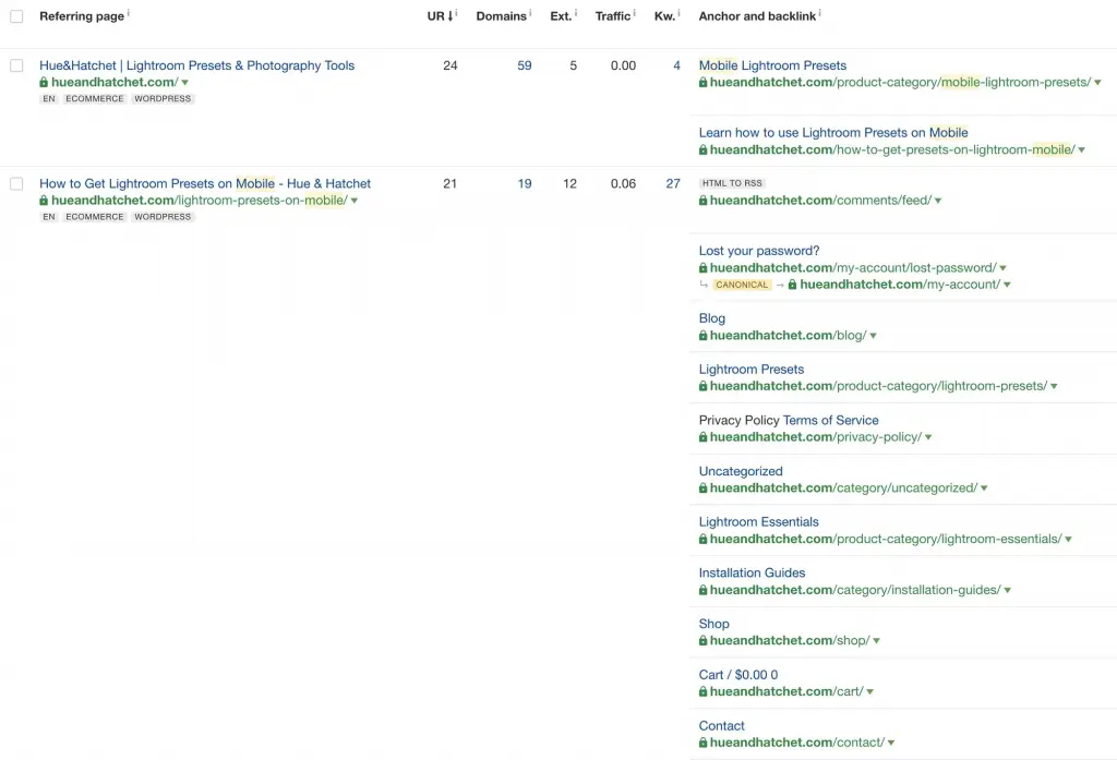 ahrefs internal linking report