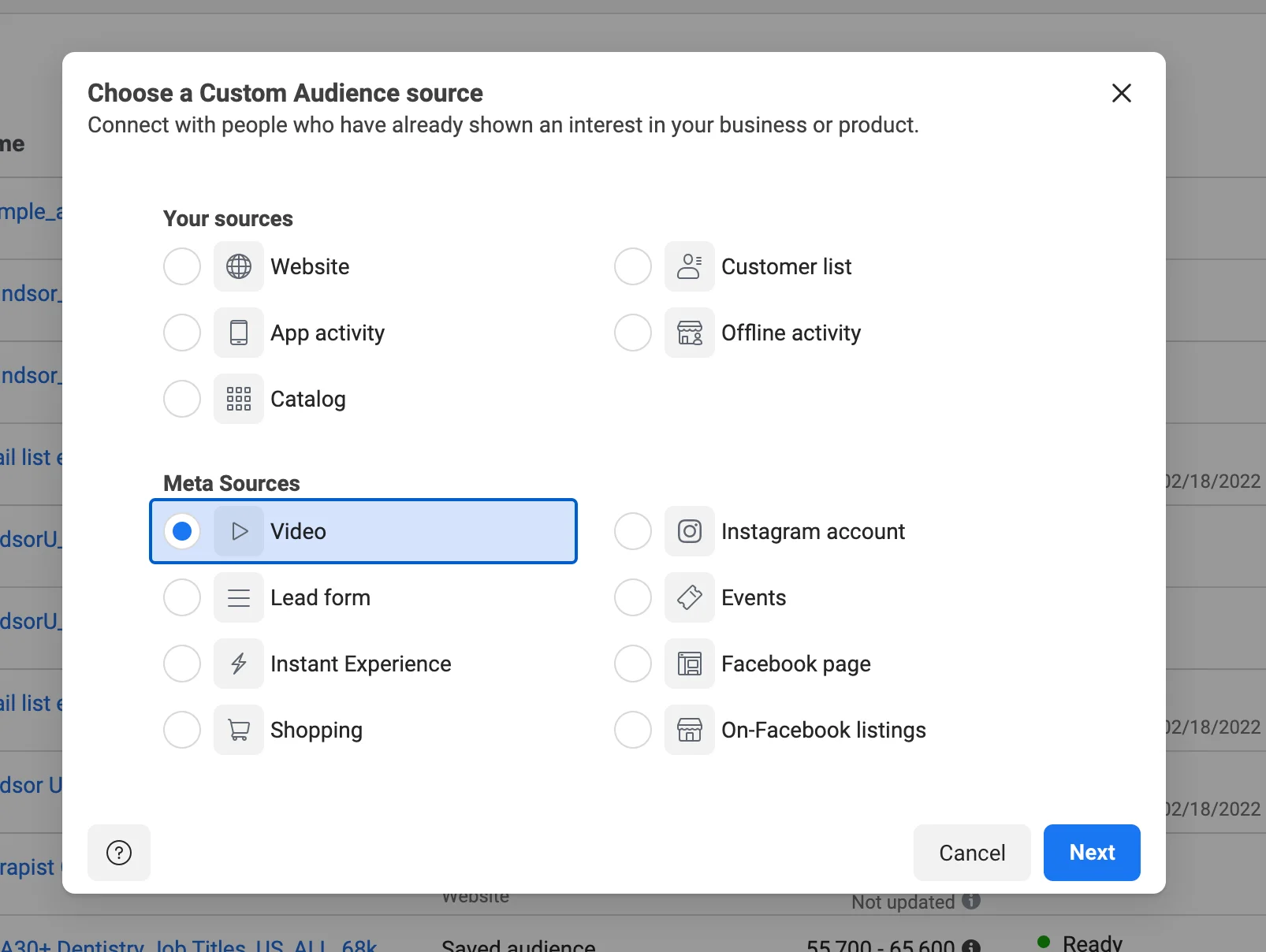 choosing a custom audience source choosing a custom audience source