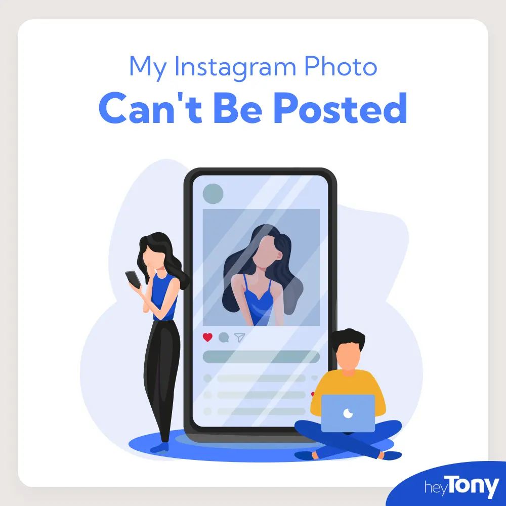 two-people-sitting-and-standing-near-a-large-phone-screen-showing-an-instagram-post-with-text-my-instagram-photo-can_t-be-posted-relating-to-why-can_t-i-post-20-photos-on-instagram