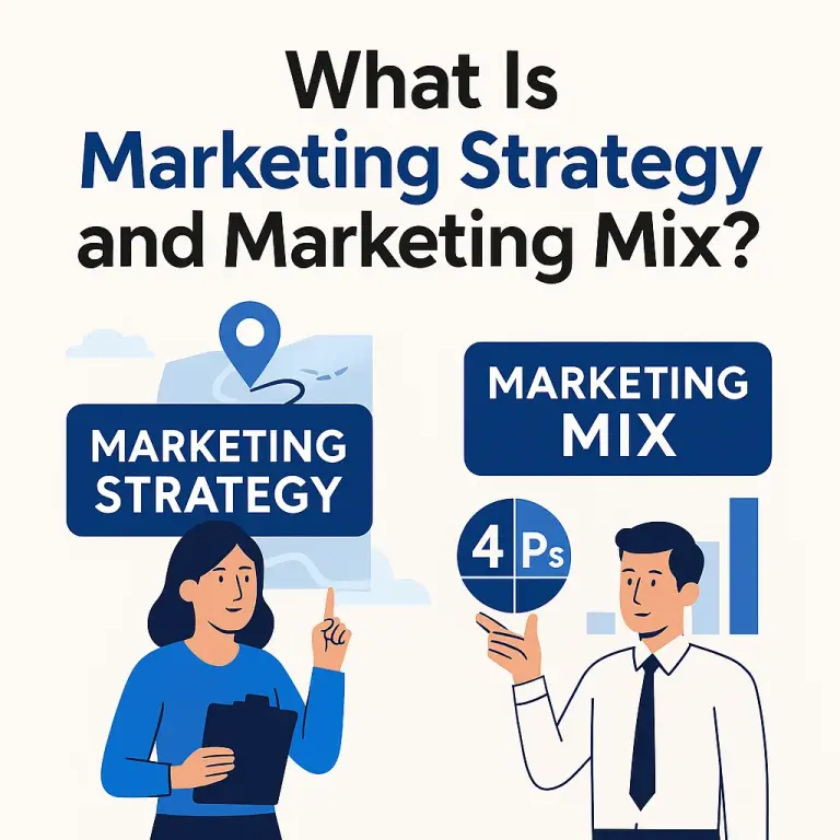 Illustration showing what is marketing strategy and marketing mix