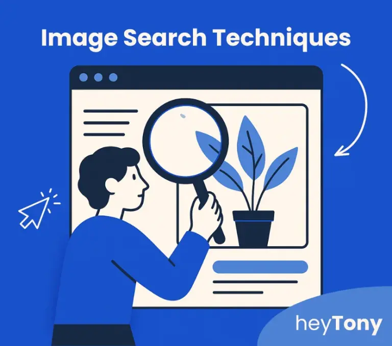 man-holding-magnifying-glass-examining-plant-on-computer-screen-with-image-search-techniques-text-above-in-a-blue-graphic-style