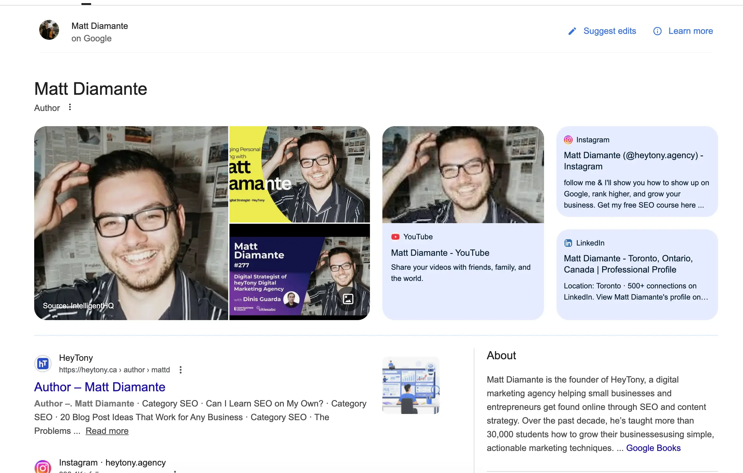 matt diamante knowledge panel