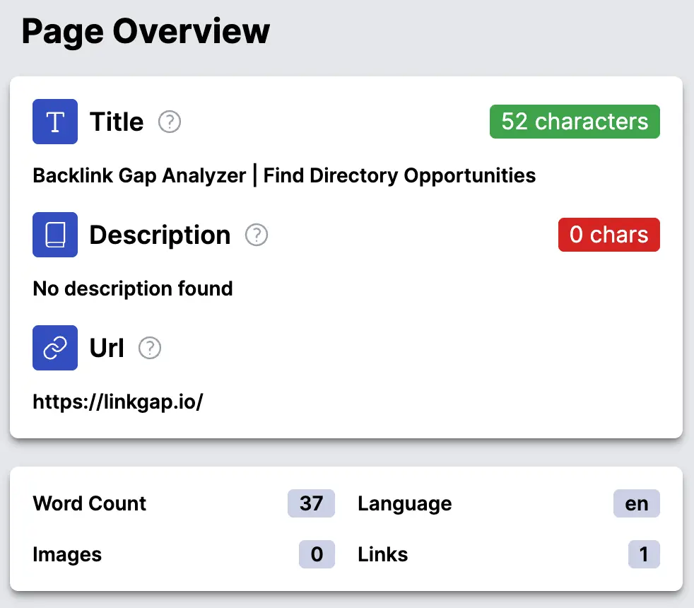 linkgap meta details